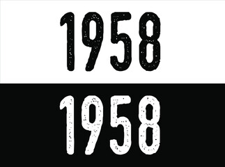 Year 1958 commemoration. White and black vector with year for celebration.