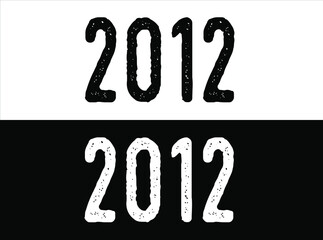 Year 2012 commemoration. White and black vector with year for celebration.