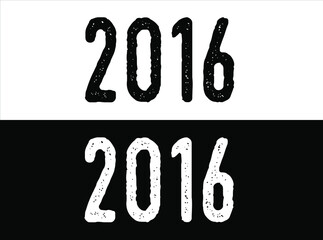 Year 2016 commemoration. White and black vector with year for celebration.