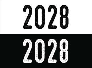 Year 2028 commemoration. White and black vector with year for celebration.