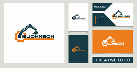equipment rental and service logo design template with business card design