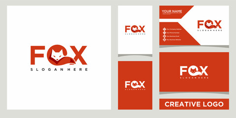 fox creative logo design template with business card design	