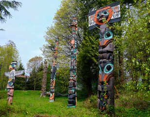 Five Totem Poles in Vancouver
