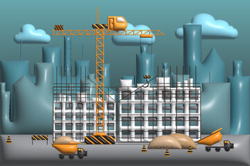 Fototapeta Construction in a 3D rendering format obraz