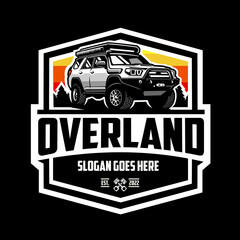Overland adventure SUV badge emblem logo vector illustration. Best for outdoor sport related industry © bonky