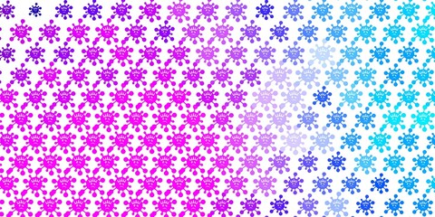 Light Pink, Blue vector background with covid-19 symbols.