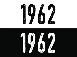 Birthday date year 1962 black and white on green background.