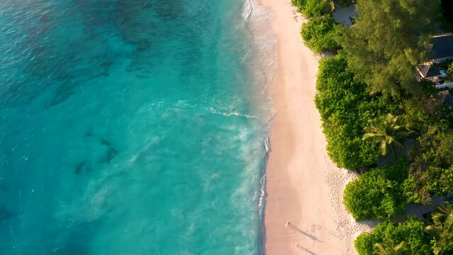 Drone aerial view of Seychelles Mahè Island Anse Intendance beach 