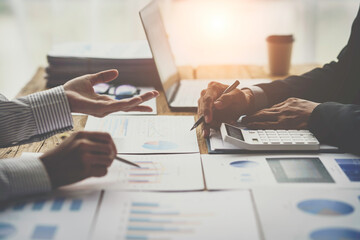 Group of Business People Diverse Brainstorm Meeting Concept, Teamwork concept Young creative coworkers working with a new startup