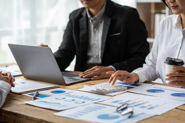 Group of Business People Diverse Brainstorm Meeting Concept, Business people meeting to discuss the situation on the market working in the Office Concept