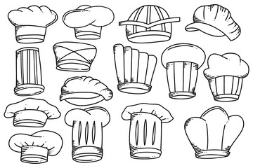 hand drawn doodle chef hat collection