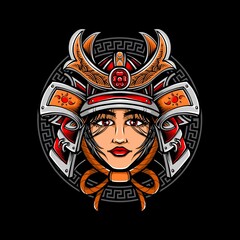 women samurai head vector design