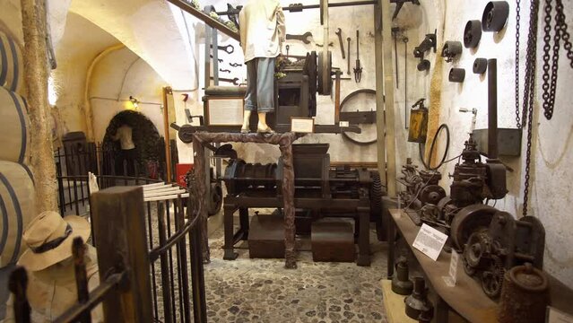 Koutsoyannopoulos Winery and Wine Museum in Vothonas. In the cellars there are ancient objects and figures about how wine was produced in ancient times