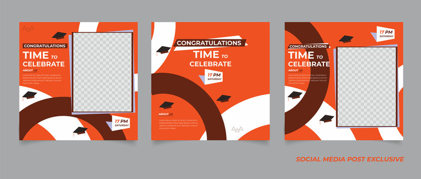 Realistic instagram posts graduation template