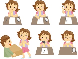 カタログで商品を選び、注文して受け取る女性