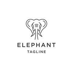 Obraz premium Head elephant line logo icon design template flat vector