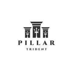 Pillar of trident logo icon design template flat vector - obrazy, fototapety, plakaty