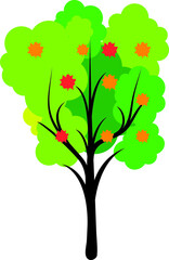 Tree sign icon in flat style. Branch forest vector illustration