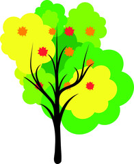 Fototapeta premium Tree sign icon in flat style. Branch forest vector illustration