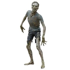 Zombie male isolated white background 3d illustration