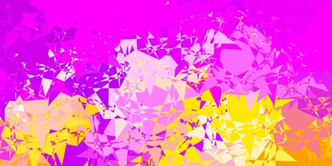 Fototapeta na wymiar Light Pink, Yellow vector texture with random triangles.