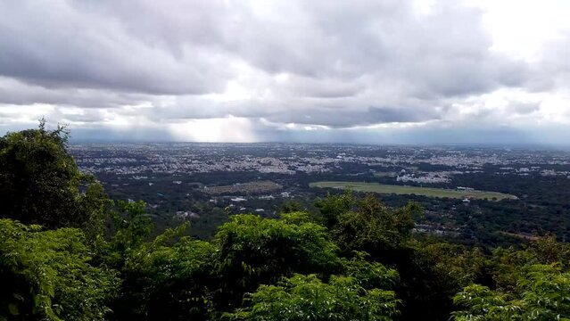 A Time Lapse video of the clouds moving over the city of Mysore as seen from the Chamundi hill range in Karnataka, India.