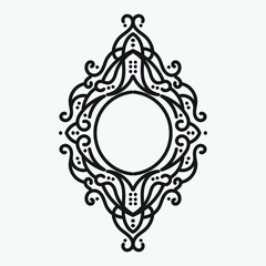 Vector vintage border frame engraving with retro ornament pattern in antique rococo style decorative design