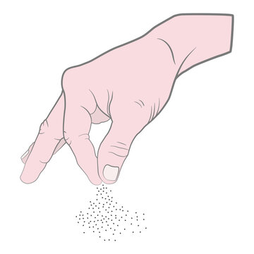 Vector Illustration Of Hand Sprinkling Salt