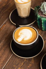 Latte art Coffee cup on a table 