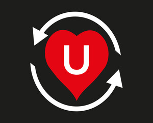 U vector logo icon with love shape and Aro illustration design isolated background symbol
