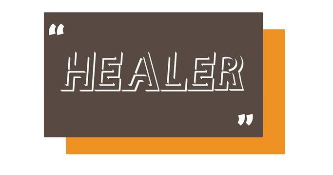 Animated retro, vintage ribbon with the text Healer.