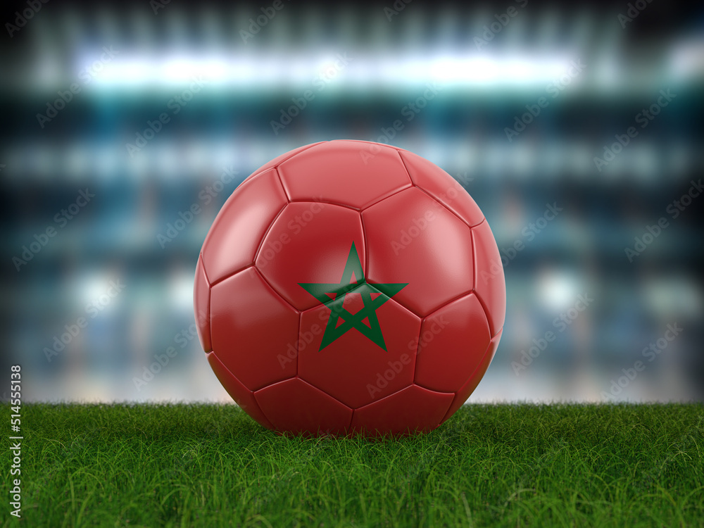 Wall mural Soccer ball Morocco flag