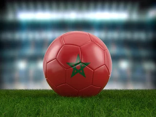 Zelfklevend Fotobehang Voetbal bal Marokko vlag © Julydfg