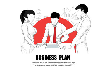 planning concept. Hand drawn group of business people planning