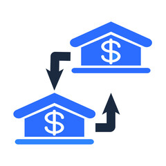 Bank, bank to bank, bank transfer, connection, transaction icon