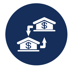Transaction Bank, bank to bank, bank transfer icon vector illustration
