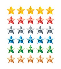 Shiny five star rating icon collection set design vector. Feedback customer review  satisfaction quality symbol illustration.