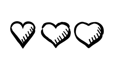 Hand drawn hearts collection. Set of heart illustrations. Valentine's day design. Love and care design elements.