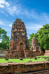 The Prang in Wat Mahathat (Temple of the Great Relic),  a Buddhist temple in Ayutthaya Thailand. 
The history of this temple starts in 1374. 