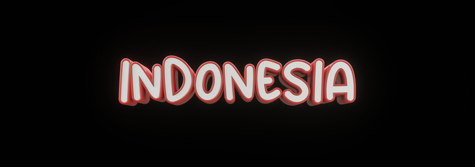 text indonesia red and white color isolated 3d illustration rendering, indonesia independence day holiday