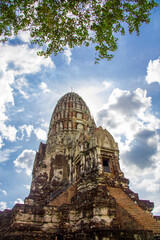 The central Prang in Wat Ratchaburana, it is a Buddhist temple (wat) in the Ayutthaya Historical Park Thailand. It was founded in 1424 by King Borommarachathirat II.