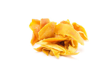 Dried mango isolated on white background. copy space