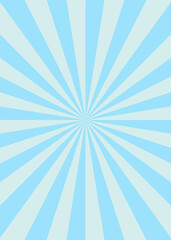 Abstract explosion background in gradient blue color. Vertical glare effect. Sunshine sparkle pattern. Vector illustration of a radial ray. Narrow beam. For backdrops, posters, banners, and covers.