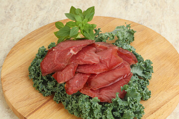 Sliced dried duck breast magret
