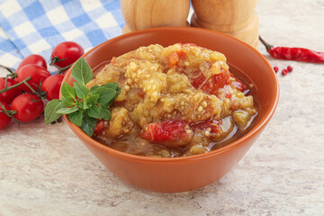 Caucasian Mangal salad with baked vegetables