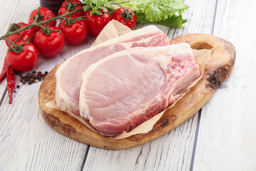Raw pork t-bone steak for grill