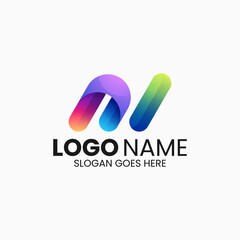 Vector Logo Illustration Abstract Gradient Colorful Style.