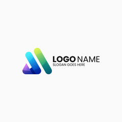 Vector Logo Illustration Triangle Gradient Colorful Style.