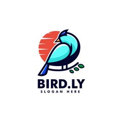 Vector Logo Illustration Bird Simple Mascot Style.