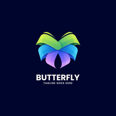 Vector Logo Illustration Butterfly Gradient Colorful Style.